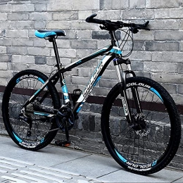 LZHi1 Mountain Bike 30 Speed Mountain Bikes For Men And Women, 26 Inch High Carbon Steel Frame Mountain Bicycles With Front Suspension Fork And Dual Disc Brakes, Outroad Mountain Bicycle With Adjustable (Color:Black blue)