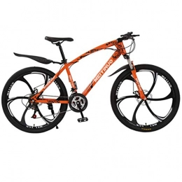7Lucky Mountain Bike 7Lucky Mountain Bike, Portable Adult 26 Inch Disc Brake Double Shock Road Bike Gear Shift System Six-knife Wheel Bicycle for Outdoor Cycling (Orange)