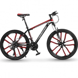 YHRJ Bike Adult Bicycle Road Bike Youth Off-road, Variable Speed Mountain Bikes, 27 Spd / 24 Inch, MTB High Carbon Steel Frame, Dual Disc Brakes, Shock-absorbing Fork (Color : Black red-27spd, Size : 24inch)