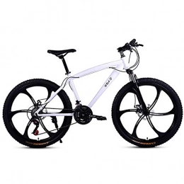 Wghz Mountain Bike Adult Bicycle Variable Speed 24 Inch Bicycle Student Type Integrated Wheel Dual Disc Brakes For Men And Women, Student Cycling Off-Road One-Wheel Racing, White