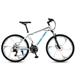 AZXV Mountain Bike Adult Mountain Bike，21 / 24 / 27 Variable Speed Full Suspension High-Carbon Steel MTB Bicycle，Rigid Hardtail，Dual Disc Brake Non-Slip，26-Inch Wheels，Bikes for Adult & Te white blue-21