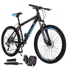 GFSHXYAI Mountain Bike Adult Mountain Bike, 26-Inch Wheels, 7speed Cross-country Mountain Bike，Double Disc Brakes Shock Absorption（with Mudguard, Car Lock）.-Blue