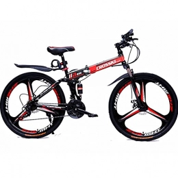 Adult Mountain Bike, 26-inch Wheels, Dual Disc Brake Bicycle Blackred, High-carbon Steel Frame Dual Full Suspension, Alloy Frame Bicycle for Boys, Girls, Men and Women / red26inch / 21speed