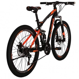 EUROBIKE Bike Adult Mountain Bike, 27.5-Inch Wheels, Mens / Womens 17.5-Inch Carbon steel Frame, 21 Speed, Disc Brakes, Double suspension (Orange)