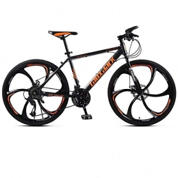 RSJK Bike Adult mountain bike Cross-country racing bicycle 26 inch 27 shifting system Front and rear double disc brakes Male and female students bicycles One wheel Red@6 knives - black orange_26 inch 27 speed