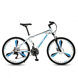 AZXV Bike Adult Mountain Bike Full Suspension High-Carbon Steel MTB Bicycle，21 / 24 / 27 Variable Speed，Rigid Hardtail，Dual Disc Brake Non-Slip，26-Inch Wheels，for Adult & Teenager white blue- 24