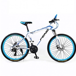 Doris Bike Adult Mountain Bike, Mountain Trail Bike Alloy Frame Outroad Bicycles, 24'' Front Shock MTB with Dual Disc Brakes, Bike for Men 140-160Cm, white blue, 24inch 24speed
