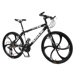 FLYFO Bike Adult Mountain Bike, One-Wheel Carbon Steel Bike, 26-Inch Male And Female Shock-Absorbing Variable Speed Student Bikes, 21 / 24 / 27 / 30-Speed Couple Mountain Bicycle, MTB, Black, 30 speed