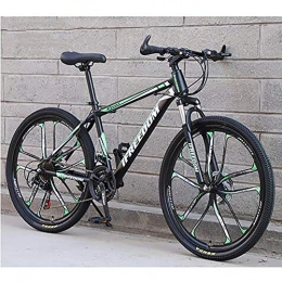 AXH Mountain Bike Adult Road Variable Speed Bicycle 24 Inch 27 Speed Adult Mountain Bike High Carbon Steel Soft Tail Frame, Double Disc Brake, Double Shock Absorption, black green, 24 inch 27 speed