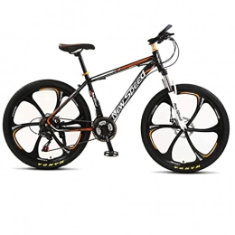 AZXV Mountain Bike Adults Mountain Bike，21 Speeds Suspension High-Carbon Steel MTB Bicycle，Aluminum Frame 24 / 26 Inch Wheels，Dual Disc-Brake 6-Spokes，Adjustable Seat ，for Women Men's MT orange-24inch