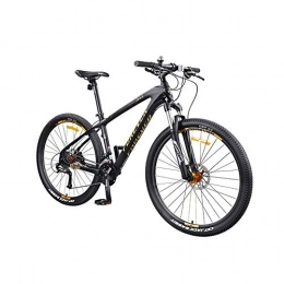 AEDWQ Bike AEDWQ 27 / 30-speed Mountain Bike, 27.5-inch Carbon Fiber Frame, Dual Suspension Dual Disc Hydraulic Brake Bicycle, Spoke, MTB Tires, Black Gold / Black Blue (Color : Black gold 27 speed)