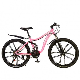 CHJ Bike All-Terrain Mountain Bike, 26-Inch Dual-Disc Dual-Suspension Bike, 21-Speed Ladies City Bike, Male Adult Off-Road Racing Car, B