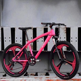 Alqn Bike Alqn Adult Mountain Bike, Beach Snowmobile Bicycle, Double Disc Brake Bicycles, Man Woman General 26 inch Aluminum Alloy Wheels, Pink, 21 Speed