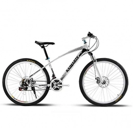 ALQN Adult Mountain Bike, Double Disc Brake Bikes, Beach Snowmobile Bicycle, Upgrade High-Carbon Steel Frame, 24 inch Wheels,White,24 Speed