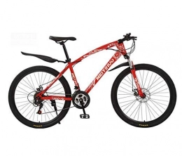 Alqn Bike ALQN Bicycle Mountain Bike for Adults, PVC Pedals and Rubber Grips, High Carbon Steel Frame, Spring Suspension Fork, Double Disc Brake, Red, 26 inch 24 Speed
