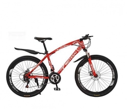 Alqn Mountain Bike ALQN Bicycle Mountain Bike for Mens Womens, High Carbon Steel Frame, Spring Suspension Fork, Double Disc Brake, PVC Pedals and Rubber Grips, Red, 26 inch 27 Speed