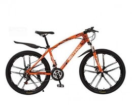 Alqn Bike ALQN Bicycle Mountain Bike for Mens Womens, PVC Pedals and Rubber Grips, High Carbon Steel Frame, Spring Suspension Fork, Double Disc Brake, Orange, 26 inch 24 Speed