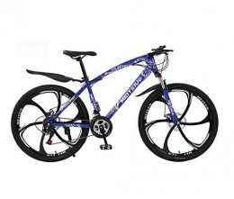 Alqn Mountain Bike ALQN Bicycle Mountain Bike, High-Carbon Steel Frame and Suspension Fork, Double Disc Brake, PVC Pedals, Blue, 26 inch 24 Speed
