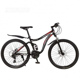 Alqn Bike Alqn Mountain Bike Bicycle, High Carbon Steel Frame MTB Bike Dual Suspension with Adjustable Seat, Double Disc Brake, 26 inch Wheels, A, 27 Speed