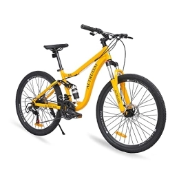Altruism Mountain Bike ALTRUISM Mountain Bike Bicycle 26 Inch Disc Brake Shimano 21 Speed Transmission Full Suspension MTB For Women & Men(Yellow)