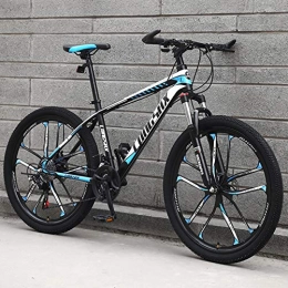 AP.DISHU Mountain Bike AP.DISHU Mountain Bike Bicycle, 24 Inch High Carbon Steel Off-Road Bike Men's Womens Dual Disc Brake Full Suspension Bikes, Blue, 24 Speed