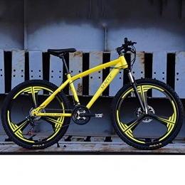 AP.DISHU Bike AP.DISHU Off-Road Mountain Bike 21 / 24 / 27 Speed Double Disc Brake Male and Female Students Oneness Wheel Variable Speed Bicycle High Carbon Steel 26 Inch, Yellow, 21 Speed
