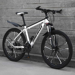 AP.DISHU Mountain Bike AP.DISHU Variable Speed Mountain Bike 21 / 24 / 27 / 30 Speed Carbon steel Frame 24 Inches 10-Spoke Wheels MTB Damping Bicycle, White, 24 Speed