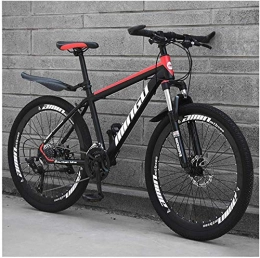 Asinean Mountain Bike Asinean 26 Inch Mountain Bike, Disc Brakes Mens Bicycle with Front Suspension, High Carbon Steel Hardtail Front Suspension MTB Adjustable Seat, Black Red, 30 Speed