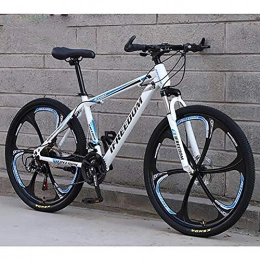 AXH Bike AXH Mountain Bike 26 inch 27 speed High Carbon Steel Full Suspension Frame Bicycles Gears Dual Disc Brakes Mountain Outroad Bicycle for Office Workers Students Commuting, White blue, 26 inch 27 speed