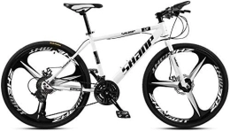 AYHa Bike AYHa 26 inch Mountain Bikes, Men's Dual Disc Brake Hardtail Mountain Bike, Bicycle Adjustable Seat, High-Carbon Steel Frame, 21 Speed, 24 Speed, White 3 Spoke
