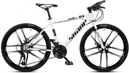 AYHa 26 inch Mountain Bikes, Men's Dual Disc Brake Hardtail Mountain Bike, Bicycle Adjustable Seat, High-Carbon Steel Frame,21 Speed,27 Speed,White 6 Spoke