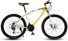 baozge Mountain Bike baozge Mountain Bicycle Adult 24 Speed Speed Travel Bicycle Bike Urban Track Bike 24 / 26 Inch Men and Women MTB Bike Double Disc Brake High Carbon Steel Frame Outdoor Cycling (Yellow and White)-L