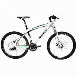 BEIOU Bike BEIOU Toray T700 Carbon Fiber Mountain Bike Complete Bicycle MTB 27 Speed 26-Inch Wheel SHIMANO 370 CB004 (White Green, 15-Inch)