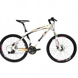 BEIOU Bike BEIOU Toray T700 Carbon Fiber Mountain Bike Complete Bicycle MTB 27 Speed 26-Inch Wheel SHIMANO 370 CB004 (White Orange, 17-Inch)