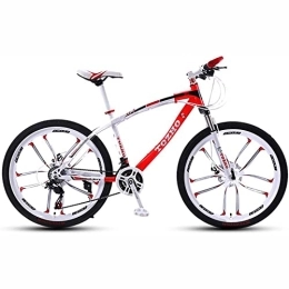 LapooH Bike Bicycle 26 Inches Mountain Bike, Fork Suspension, Adult Bicycle, Boys and Girls Bicycle Variable Speed Shock Absorption High Carbon Steel Frame, Red, 21 speed