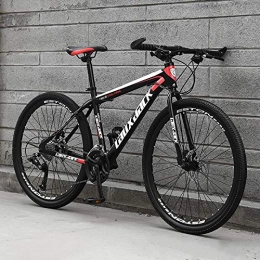 NOLOGO Bike Bicycles, adult mountain bike cross-country, men and women speed bike, bicycle student, casual bike (Color : Black and red, Size : 24speed26inches)