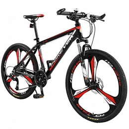 BQSWYD Bike BQSWYD Hardtail Mountain Bike, Featuring 27 Speed 26 inch All-Terrain MTB Bicycle Fork / Double Disc Brake Lightweight Aluminum Alloy Full Suspension Racing Bicycle, Black Red