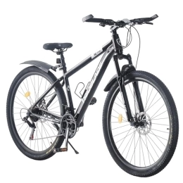 BSTSEL  BSTSEL 29 Inch Mountain Bike 17.5 Inch Aluminum Frame With Lockout Suspension Fork Mountain Bicycle 21 Speeds with Dual Disc-Brake Suitable (Black, Mudguard style)