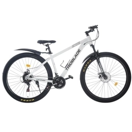 BSTSEL  BSTSEL 29 Inch Mountain Bike 17.5 Inch Aluminum Frame With Lockout Suspension Fork Mountain Bicycle 21 Speeds with Dual Disc-Brake Suitable (White, Mudguard style)