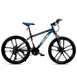 Chengke Yipin Bike Chengke Yipin Mountain bike Outdoor student bicycle 24 inch One wheel Spring front fork High carbon steel frame Double disc brakes City road bike-Black blue_21 speed