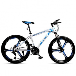Chengke Yipin Mountain Bike Chengke Yipin Outdoor mountain bike Student bicycle 24 inch One wheel Spring front fork High carbon steel frame Double disc brakes City road bike-White blue_21 speed