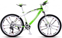 CZYNB Bike Comfortable 24 Inches bicycle, Mountain Bike, Fork Suspension, Boys And Girls Bicycle Variable Speed Shock Absorption High Carbon Steel Frame High Hardness Off-Road Dual Disc Brakes (Color : Green)