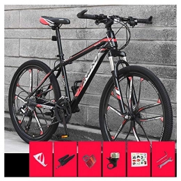 COSCANA Mountain Bike COSCANA Adult Mountain Bike with 26 Inch Wheel High Carbon Steel Frame Bicycle with Dual Disc Brakes Front Suspension for Men And WomenRed-21 Speed