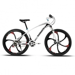 COSCANA Bike COSCANA Mountain Bike 21-27 Speed With High Carbon Steel Frame, 26 Inch 6 Spoke Wheels, Double Disc Brake, Front Suspension Anti-Slip BikesWhite-27 Speed