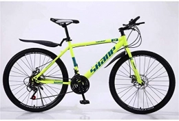 BWJL Mountain Bike Country Mountain Bike 24 / 26 Inch Double Disc Brake, Adult MTB Country Gearshift Bicycle, Hardtail Mountain Bike with Adjustable Seat Carbon Steel Yellow Spoke Wheel, 24-stage shift, 24inches