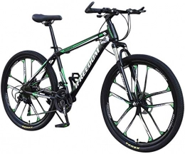 Crazboy Mountain Bike Crazboy Adult Mountain Bike, 26 inch Wheels, Mountain Trail Bike High Carbon Steel Folding Outroad Bicycles, 21-Speed Bicycle Full Suspension MTB Gears Dual Disc Brakes Mountain Bicycle (Green)