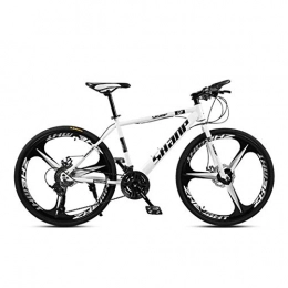 CSZZL Bike CSZZL 26-inch mountain bike, double-disc brake hard-tail city bike, adjustable seat, aluminum alloy three-cutter mountain bike-White 3 Spoke_21Speed