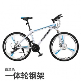 cuzona Mountain Bike cuzona Mountain bike bicycle male shift adult female bicycle young student shock absorption off-road racing-24 speed_One wheel white blue steel frame_26 inches