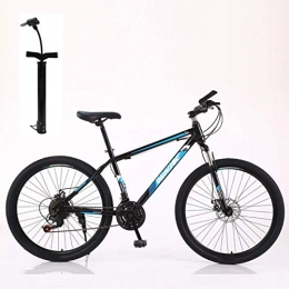 CXQ Mountain Bike 26 Inches, Gearshift Bicycle, High-carbon Steel Double Shock Absorption Disc Brake Bike for Men and Women - Students and Urban Commuters,Black blue
