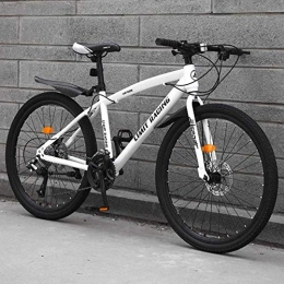 CXY-JOEL Bike CXY-JOEL Adult 24 inch Mountain Bike for Men Women Off-Road Bicycle Double Disc Brake Bicycles High Carbon Steel Hard Tail Frame Rider Height 140-170Cm-Grey_24 Speed, White